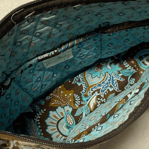 Vera Bradley Brown & Blue Floral Print Cloth Shoulder Bag / Handbag / Purse - Picture 8 of 10